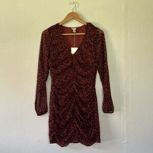 NWT A New Day brown and Black geometric Ruched Bodycon Dress